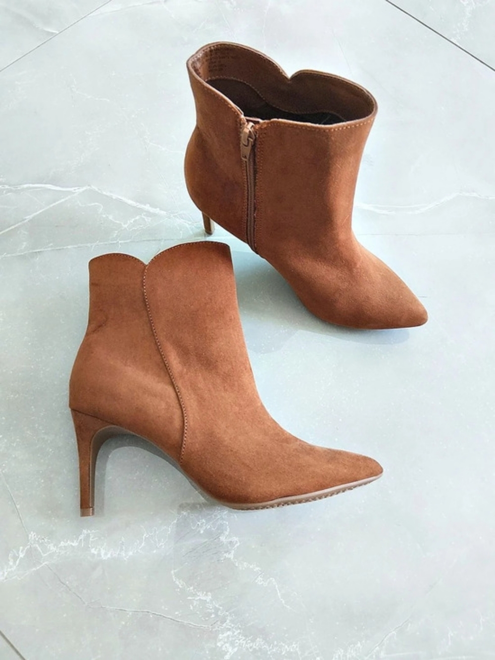 SCOOP Brown Pointed-Toe Heeled Ankle Boots *New*
